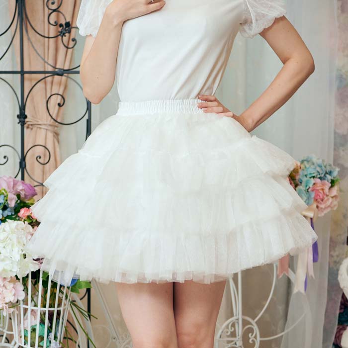 格安販売の 白 3段チュール パニエ 35cm 衣装 スカート ドレス ボリューム 子供